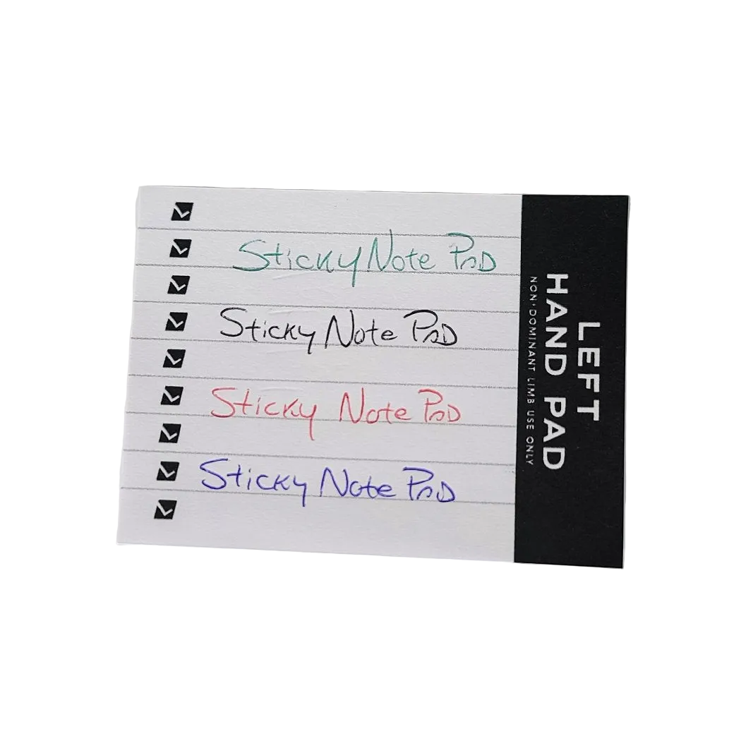 DB101 Left Hand 25-sheet sticky note pad featuring left-hand check bullets for non-dominant limb training.